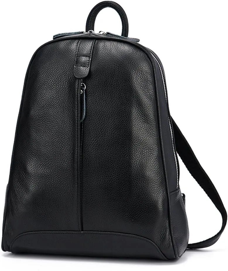 Simple Genuine Leather Backpack Women Laptop Casual Knapsack Ladies Travel Bag