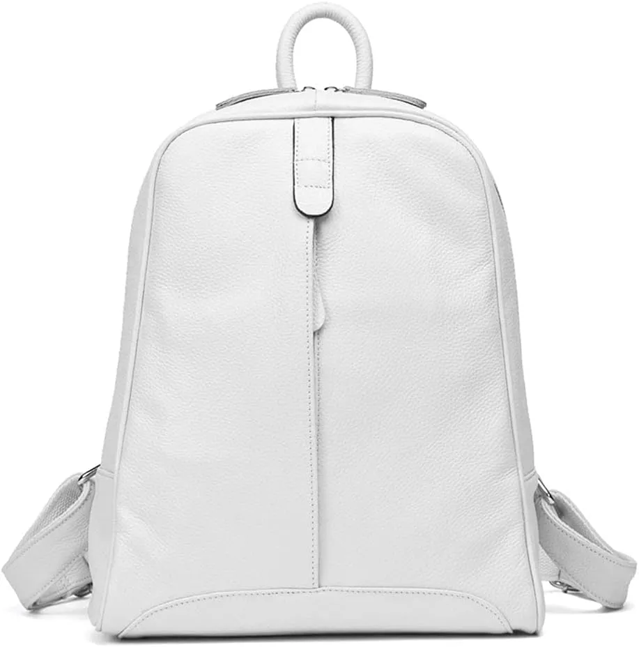 Simple Genuine Leather Backpack Women Laptop Casual Knapsack Ladies Travel Bag