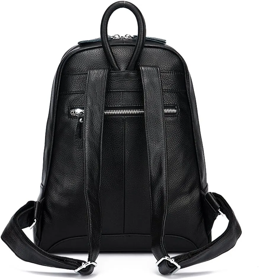 Simple Genuine Leather Backpack Women Laptop Casual Knapsack Ladies Travel Bag