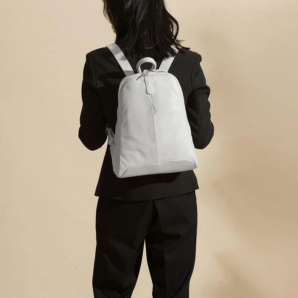 Simple Genuine Leather Backpack Women Laptop Casual Knapsack Ladies Travel Bag