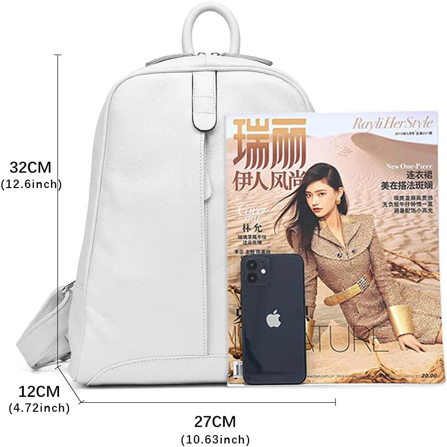 Simple Genuine Leather Backpack Women Laptop Casual Knapsack Ladies Travel Bag