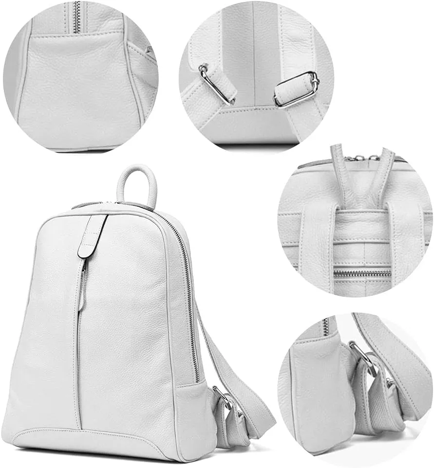 Simple Genuine Leather Backpack Women Laptop Casual Knapsack Ladies Travel Bag