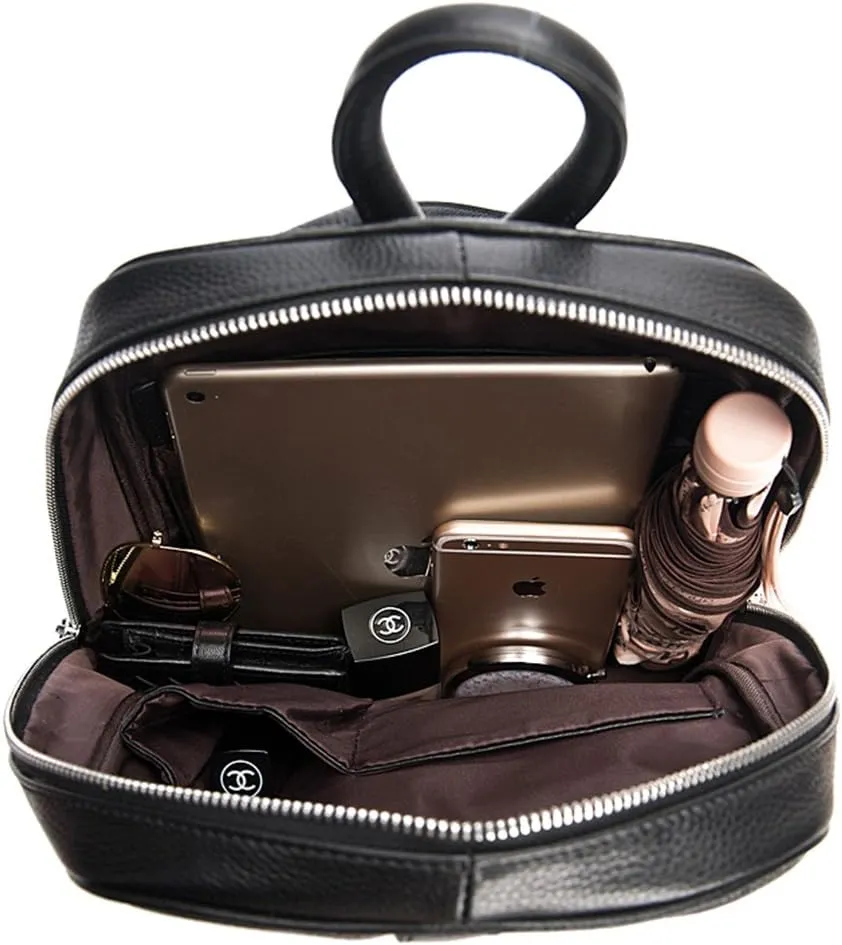 Simple Genuine Leather Backpack Women Laptop Casual Knapsack Ladies Travel Bag