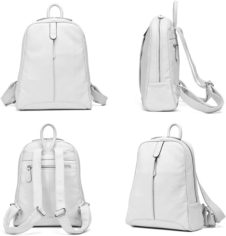 Simple Genuine Leather Backpack Women Laptop Casual Knapsack Ladies Travel Bag