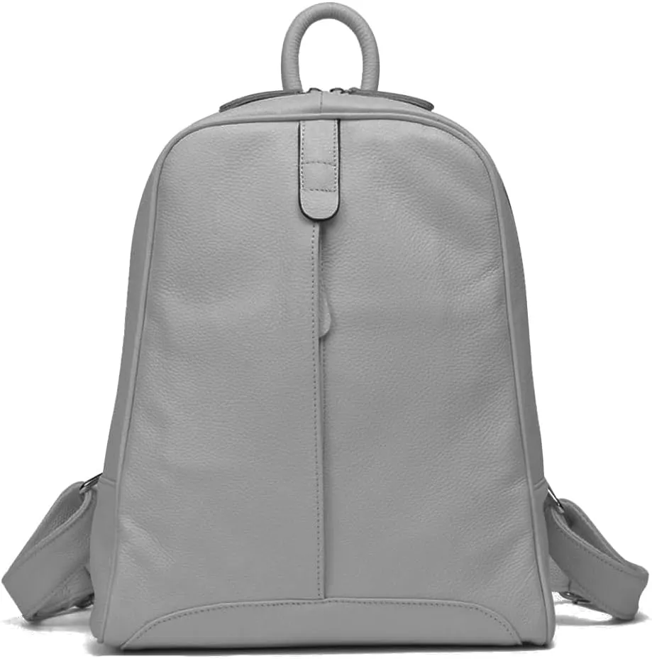 Simple Genuine Leather Backpack Women Laptop Casual Knapsack Ladies Travel Bag