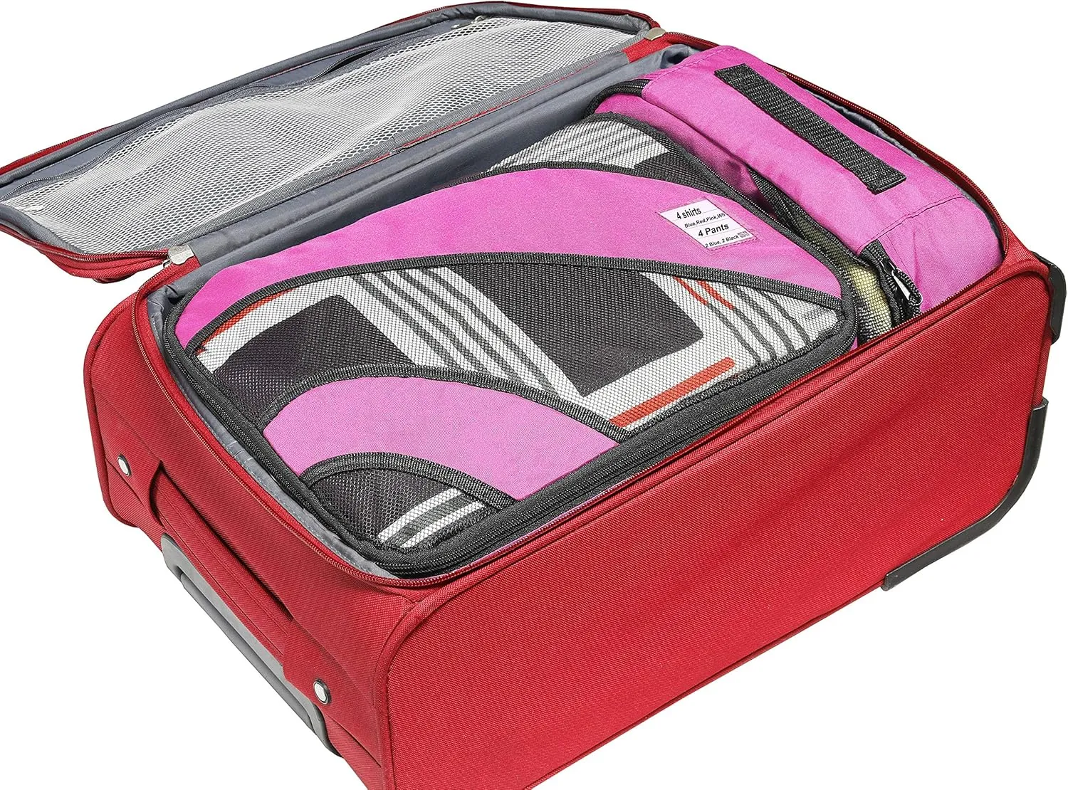 Simple Houseware 4 Set Packing Cube - Travel Organizers with Laundry Bag, Pink