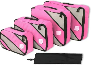 Simple Houseware 4 Set Packing Cube - Travel Organizers with Laundry Bag, Pink