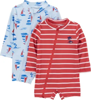 Simple Joys by Carter's Boys' 2-Pack 1-Piece Zip Rashguards