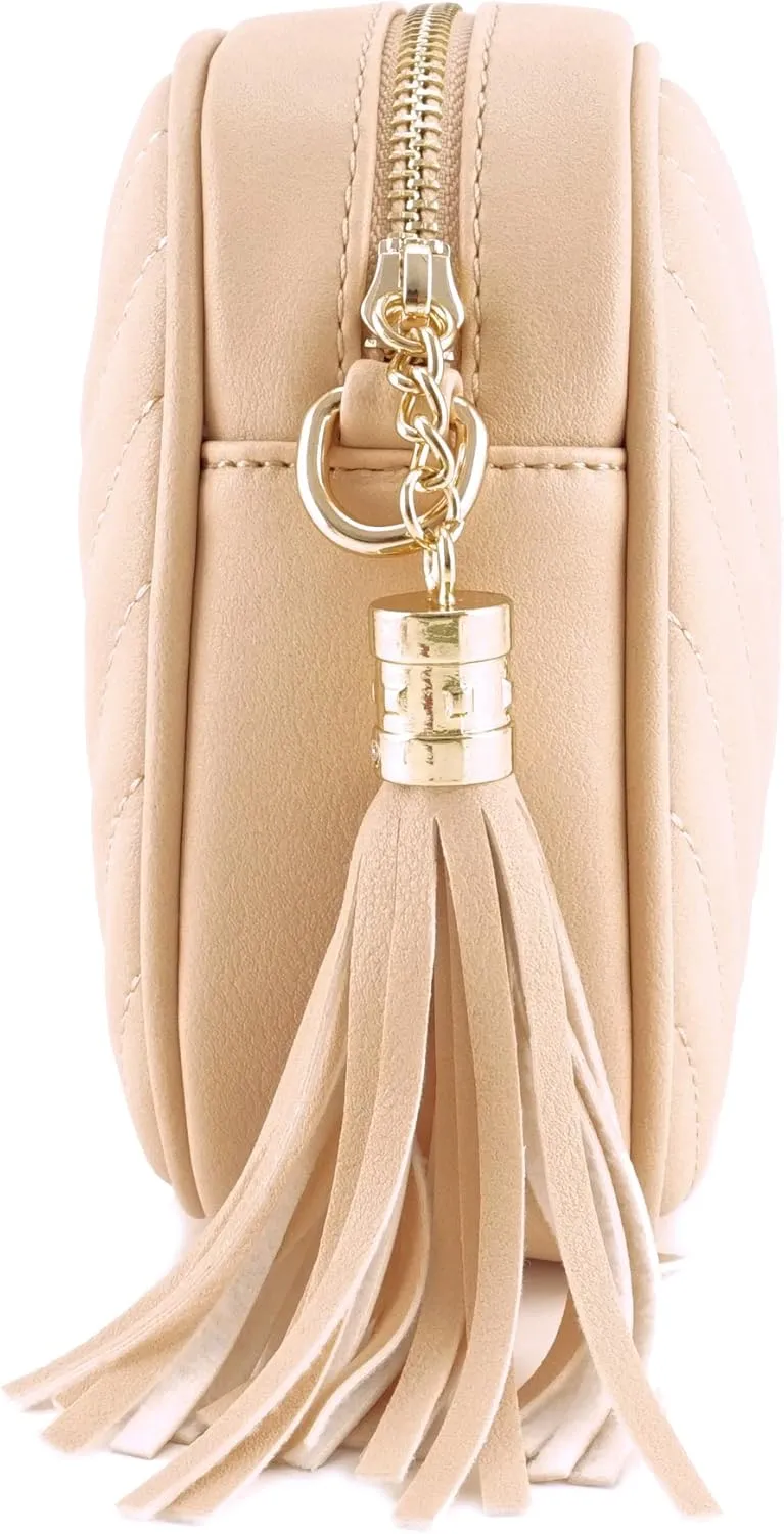 Simple Shoulder Crossbody Bag With Metal Chain Strap And Tassel Top Zipper