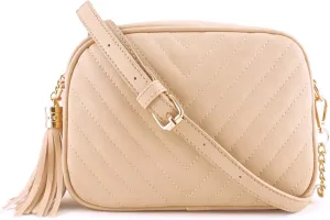 Simple Shoulder Crossbody Bag With Metal Chain Strap And Tassel Top Zipper