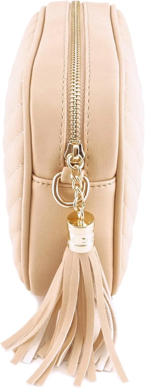 Simple Shoulder Crossbody Bag With Metal Chain Strap And Tassel Top Zipper