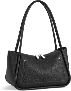 Small Shoulder Bag for Women Trendy Genuine Leather Hobo Purse with Double Zipper Stylish Handbag for Work or Outings