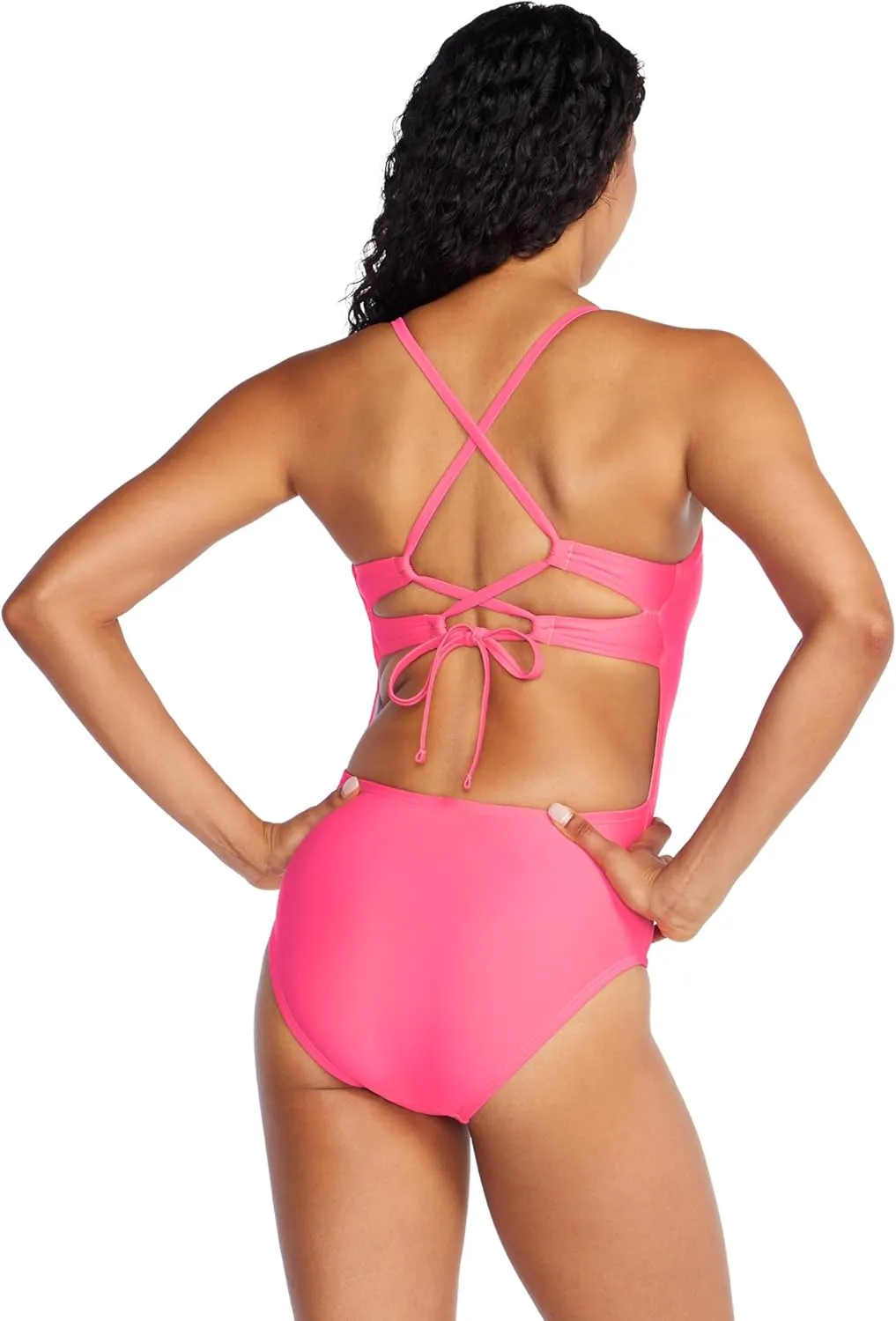 Speedo Women's Swimsuit One Piece Eco Flex Double Cross Back Moderate Cut