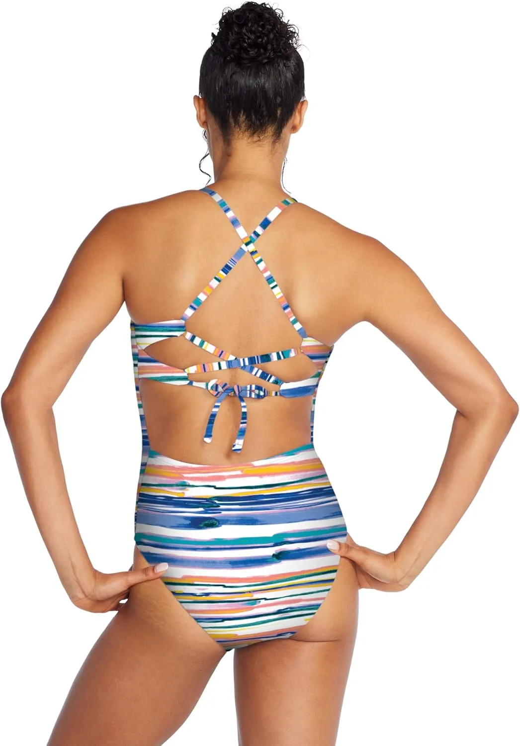 Speedo Women's Swimsuit One Piece Eco Flex Double Cross Back Moderate Cut