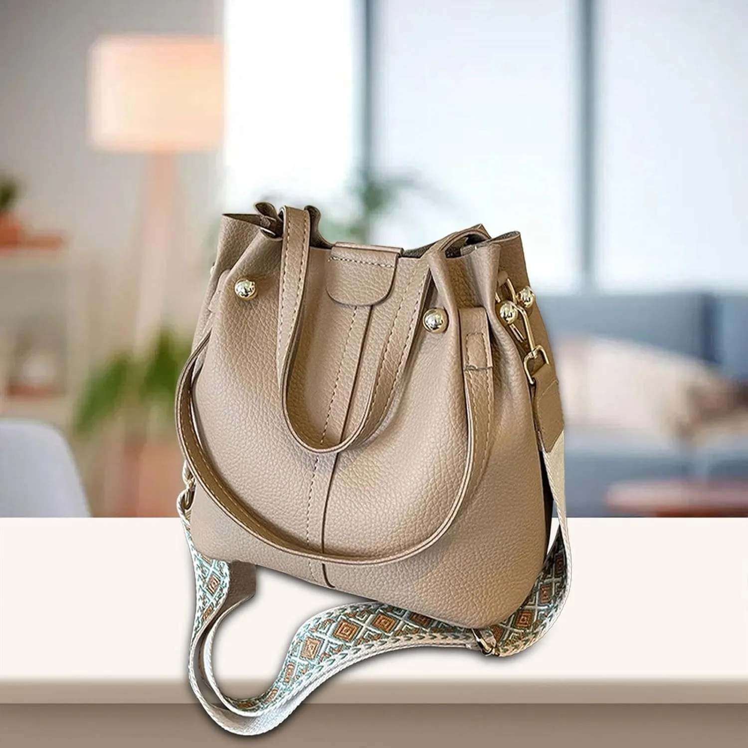 Stylish Bucket Bag for Women Lightweight Tote Handbag Adjustable Strap