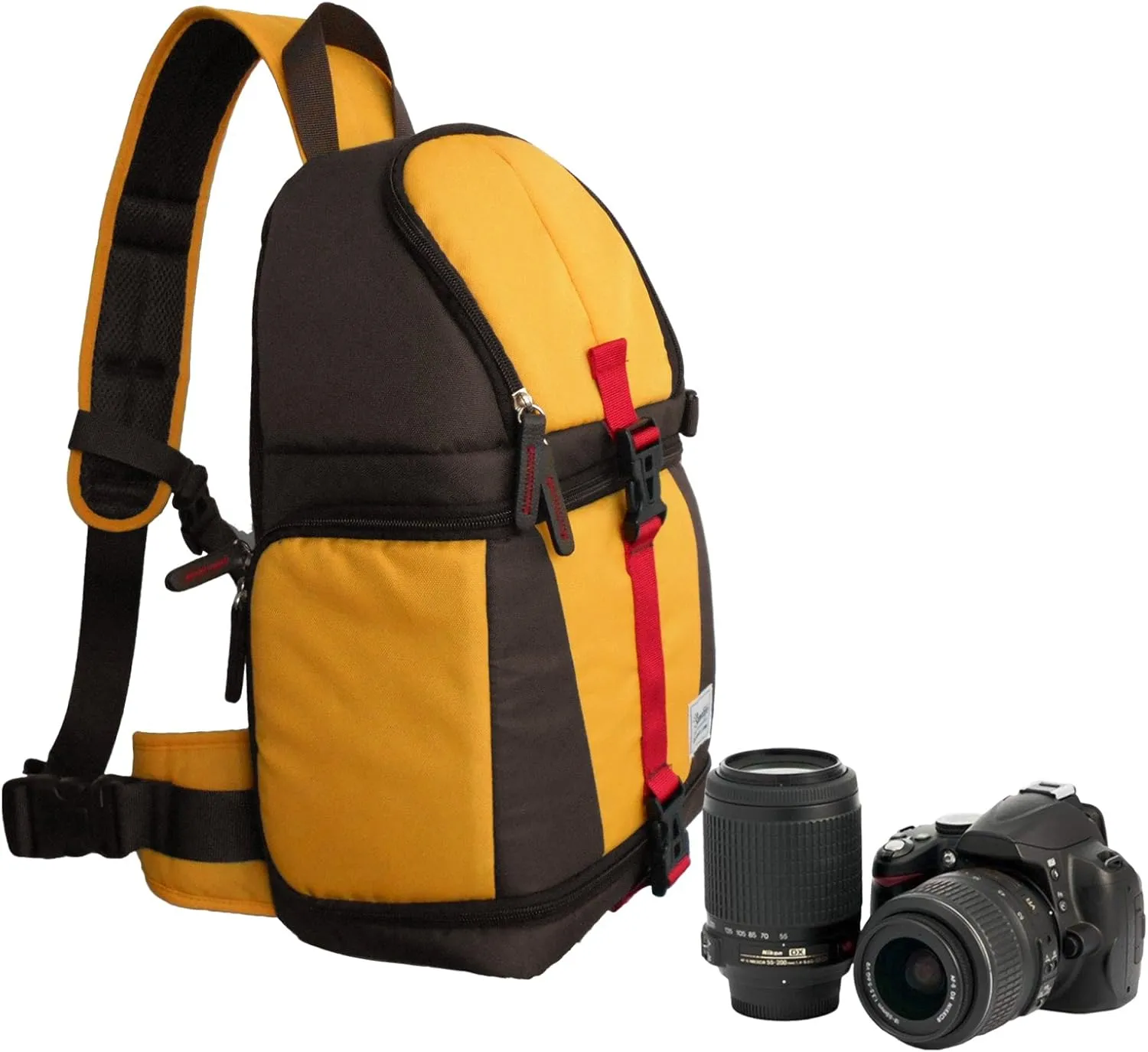 Stylish Camera Sling Backpack Bag for for DSLR Camera and lenses (Yellow/Brown)