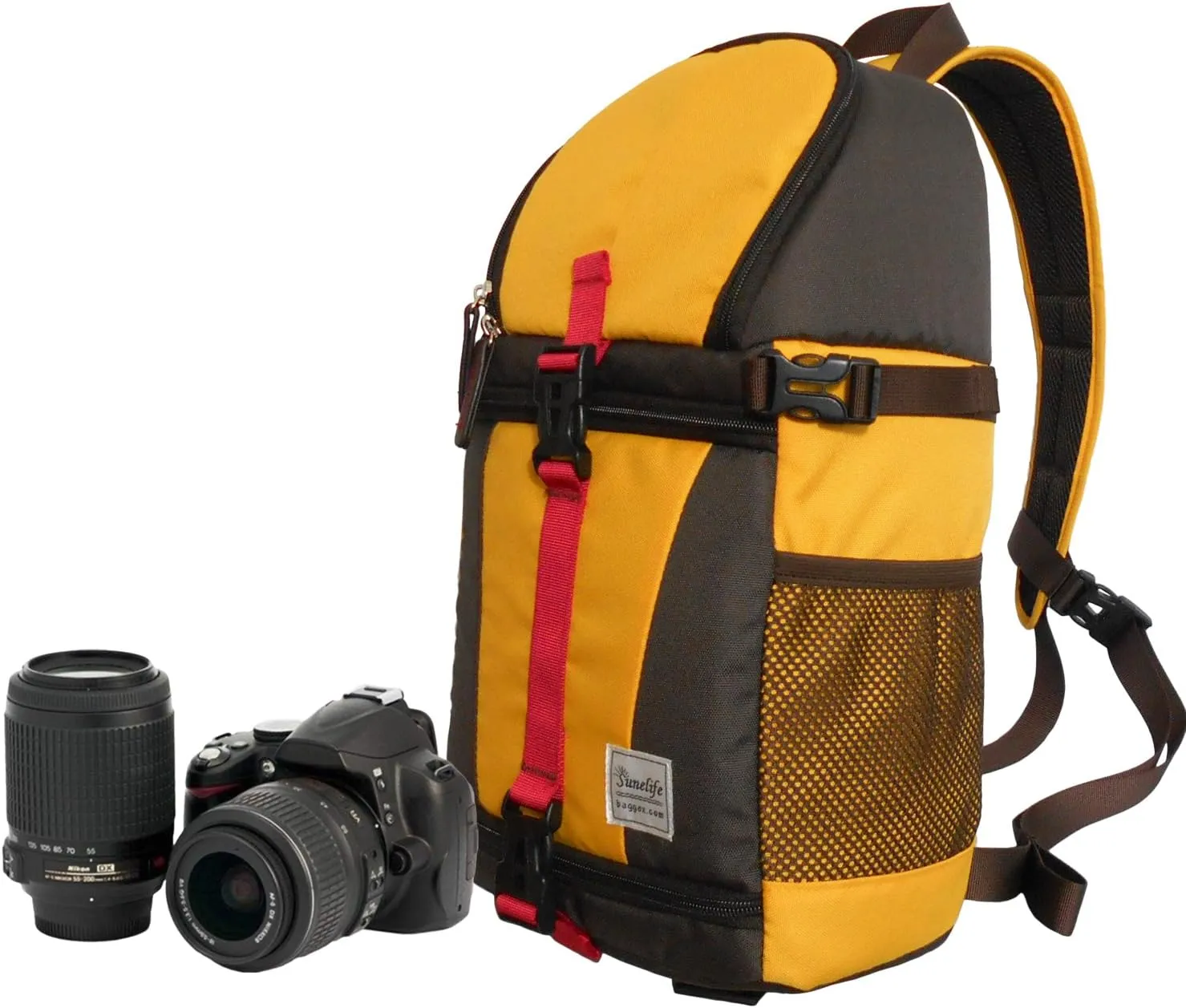 Stylish Camera Sling Backpack Bag for for DSLR Camera and lenses (Yellow/Brown)