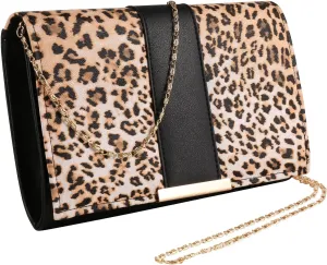 Stylish Embossed Print PU Leather Gold Chain Crossbody Bag Women's Clutch Pouch