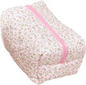 Stylish Floral Print Travel Cosmetic Storage Bag Organizer for Makeup and Toiletries, Pink