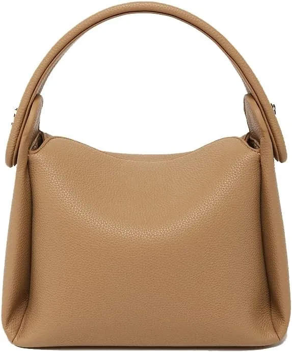 Stylish Vegan Leather Satchel Crossbody Bag for Women - Casual Khaki Handbag Tote