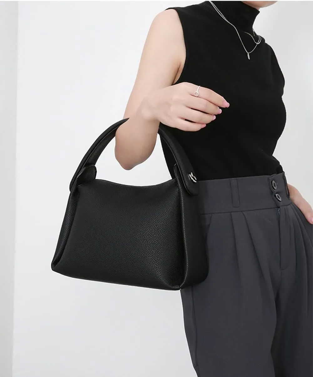 Stylish Vegan Leather Satchel Crossbody Bag for Women - Casual Khaki Handbag Tote