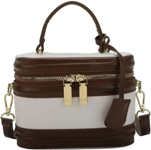 Stylish Womens Retro Leather Bucket Satchel Crossbody Bag - White Fashion Tote Handbag