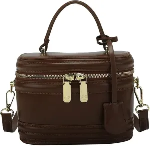 Stylish Womens Retro Leather Bucket Satchel Crossbody Bag - White Fashion Tote Handbag