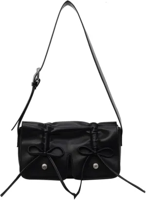 Sweet Bow Purse Shoulder Bag for Women PU Leather Flap Underarm Bag Bowknot Satchel Bag Cute Handbag Crossbodybag1831OWOISS