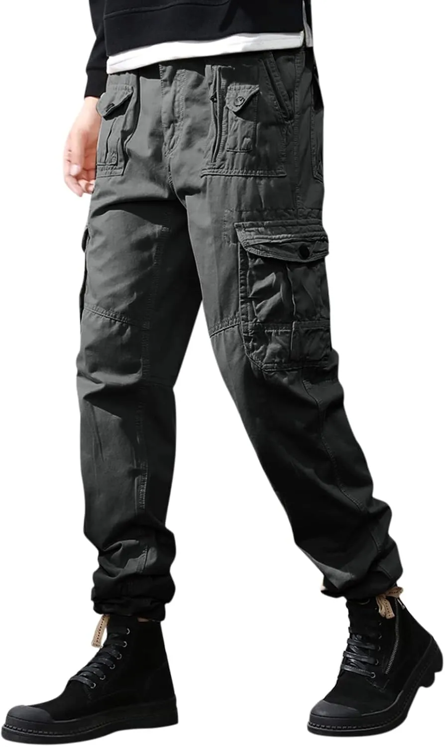 Tactical Pants for Men Stretch Lightweight Cargo Sweatpants Stretch Waistband Workout Joggers Athletic Hiking Pants
