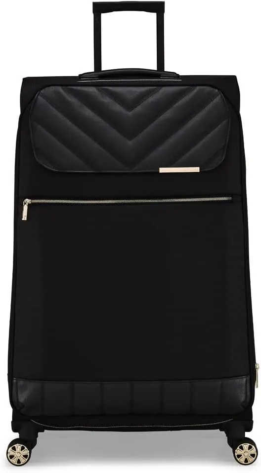 Ted Baker Albany Eco Softside Lightweight Fashion Spinner Luggage Suitcase (Checked-Large, Black)