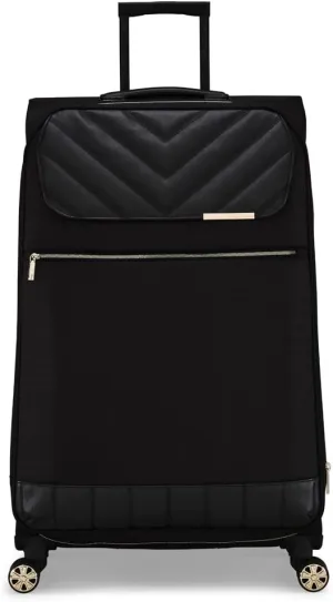 Ted Baker Albany Eco Softside Lightweight Fashion Spinner Luggage Suitcase (Checked-Large, Black)