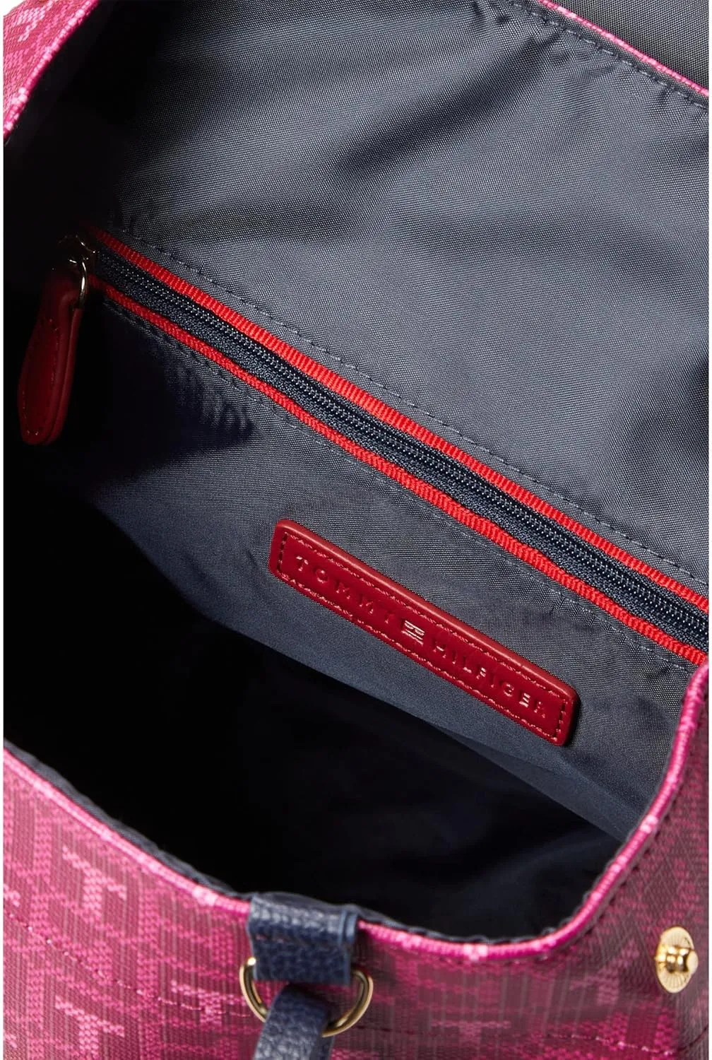Tommy Hilfiger Kennedy II Flap Backpack w/Hangoff-Coated Square Monogram Italian Wine/Eccentric Magenta One Size