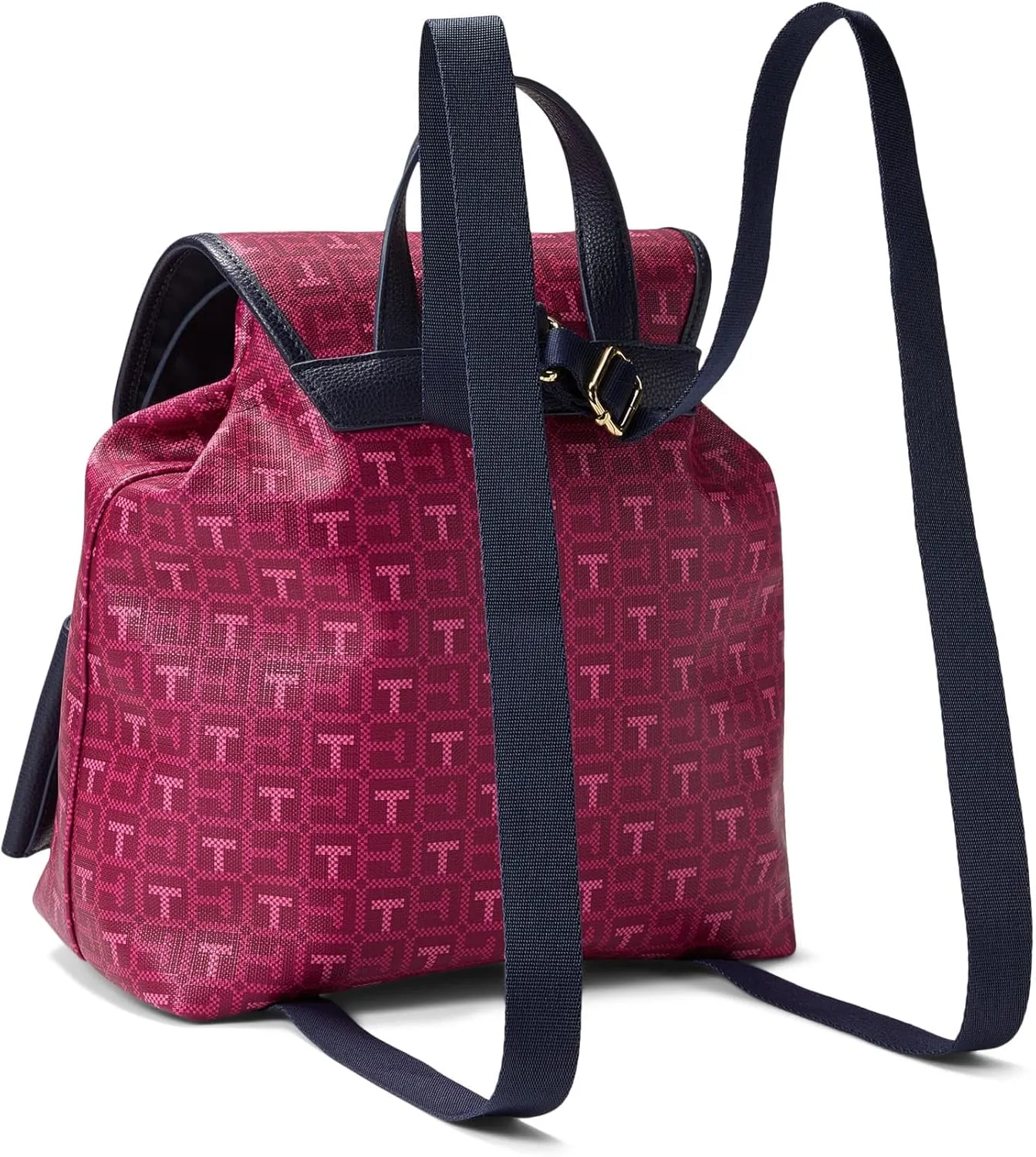 Tommy Hilfiger Kennedy II Flap Backpack w/Hangoff-Coated Square Monogram Italian Wine/Eccentric Magenta One Size