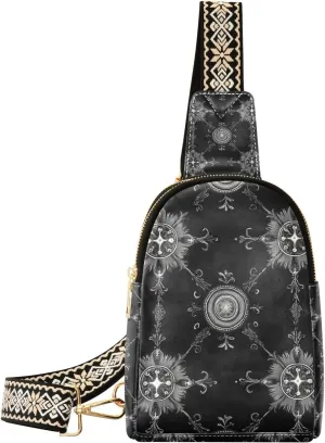 Trendy Black Gothic Vintage Flowers hiking fanny pack leather fanny pack cross body for travel