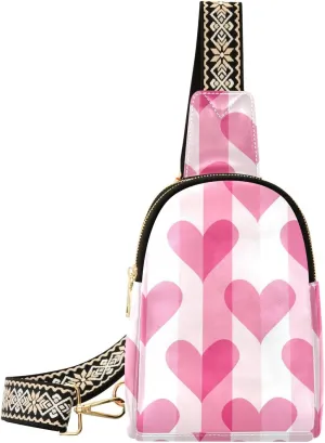 trendy Gradient Peach Heart Pattern leather crossbody bags leather large fanny pack crossbody for hiking