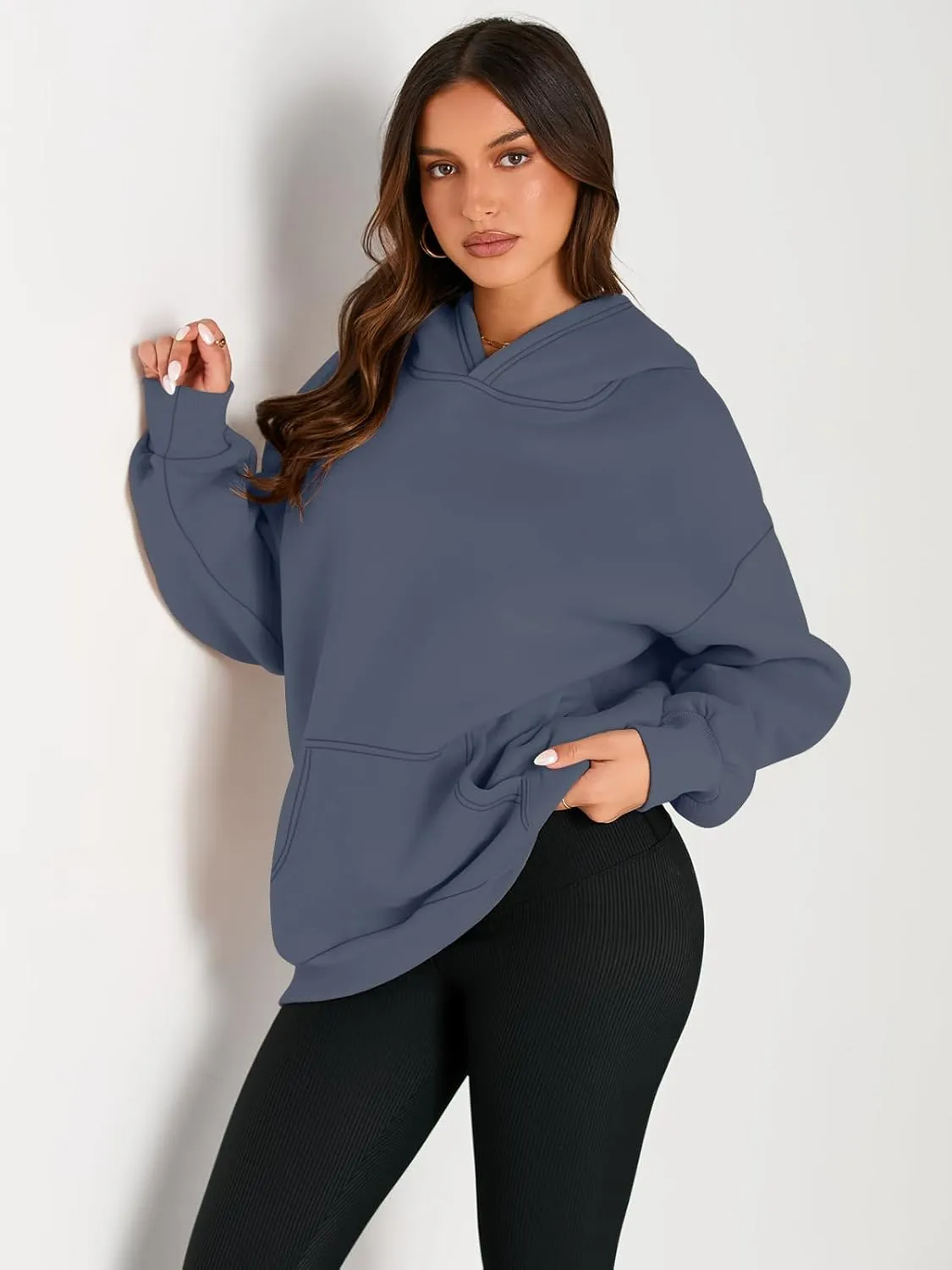 Trendy Queen Womens Oversized Hoodies Fleece Sweatshirts Sweaters Spring Outfits 2025 Pullover Fall Winter Clothes