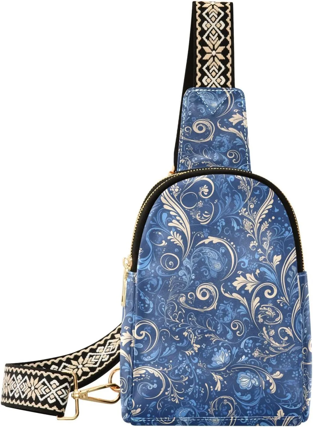 trendy Scroll Pattern Blue fanny pack diaper lightweight fanny pack for women for day pack
