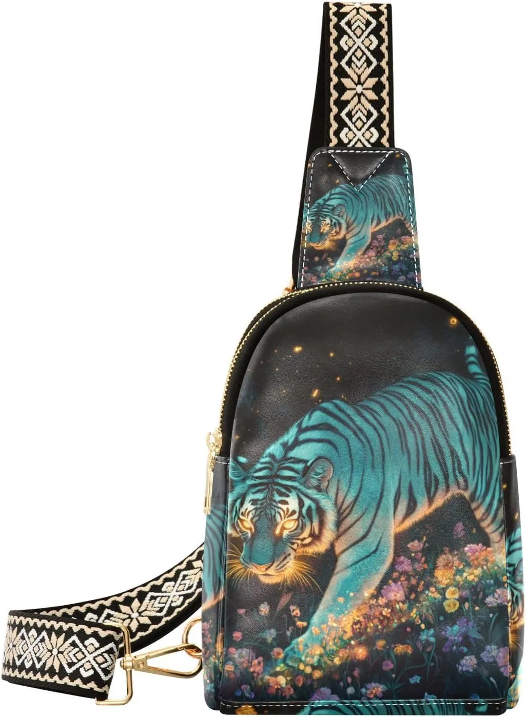 trendy Turquoise Tigers fanny pack diaper sturdy for women leather crossbody for day pack