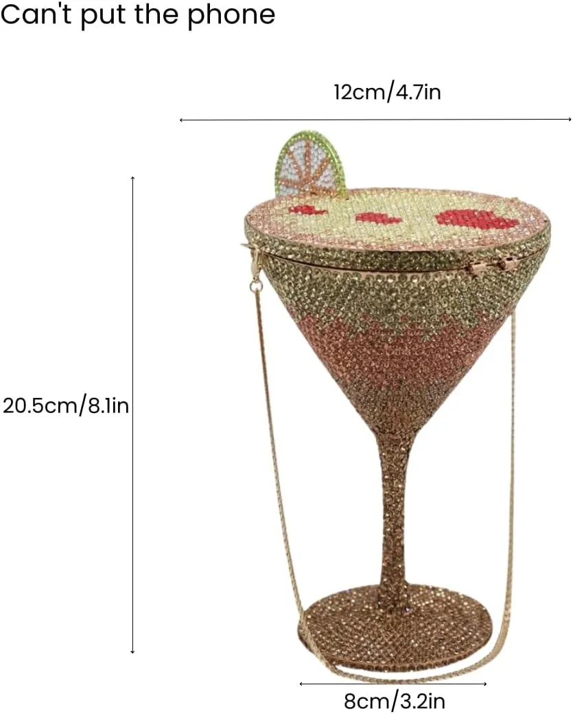 UMREN Cocktail Goblet Rhinestone Clutch for Women Unique Crystal Evening Bag Diamond Purse Wedding Party Prom Handbag