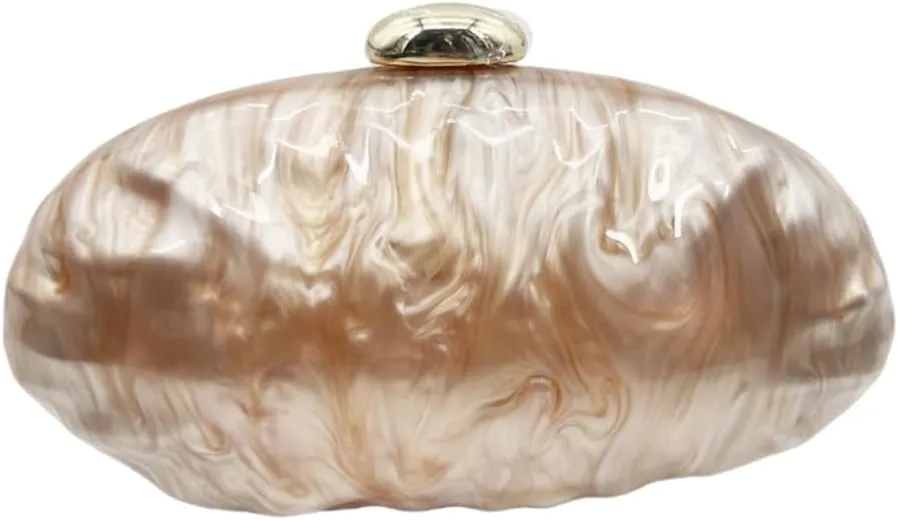 UMREN Shell Shaped Acrylic Clutch Purse Women Acrylic Egg Evening Bag Unique Marble Handbag for Wedding Party