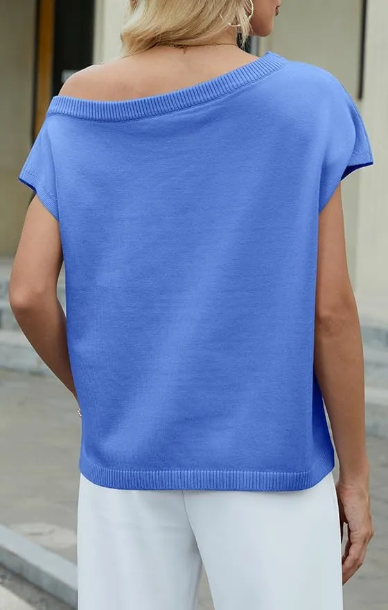 UNCLECAT Women's Off The Shoulder Tops 2025 Trendy Summer Sweaters Casual Lightweight Knit Pullover