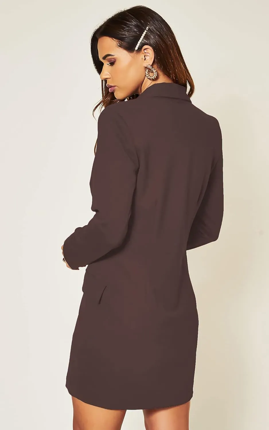 UNIQUE 21 Women Luxe Stain Breasted Asymmetric Blazer Dress - Ladies Elegant Casual Work Office Events Blazer Dresses