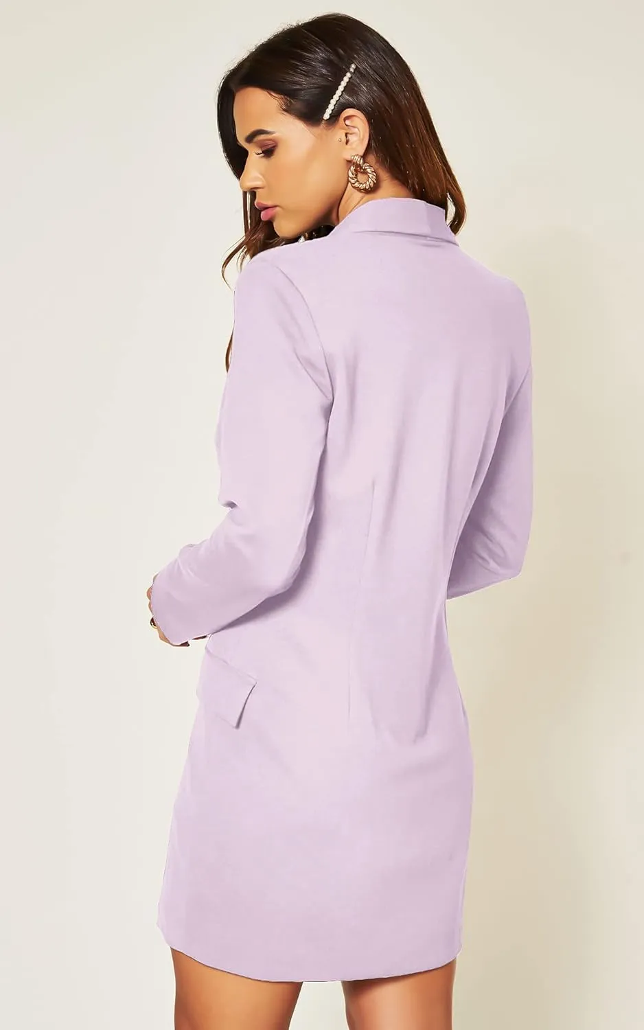 UNIQUE 21 Women Luxe Stain Breasted Asymmetric Blazer Dress - Ladies Elegant Casual Work Office Events Blazer Dresses