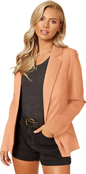 UNIQUE 21 Women's One Button Boyfriend Blazer for Work Casual - Ladies Jackets Outfits Suits for Work