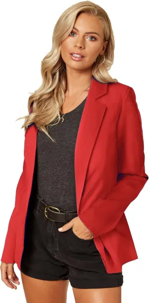 UNIQUE 21 Women's One Button Boyfriend Blazer for Work Casual - Ladies Jackets Outfits Suits for Work