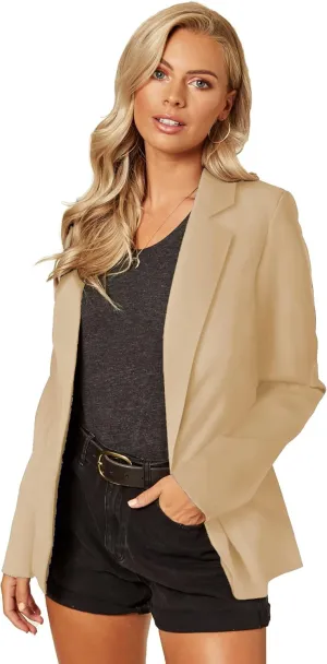 UNIQUE 21 Women's One Button Boyfriend Blazer for Work Casual - Ladies Jackets Outfits Suits for Work
