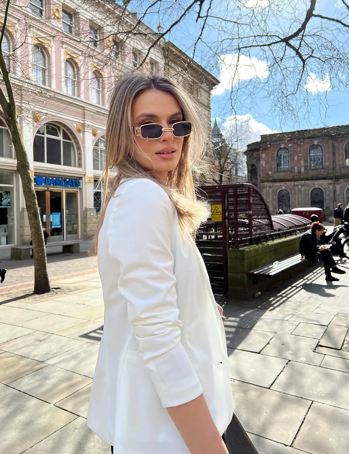 UNIQUE 21 Women's One Button Boyfriend Blazer for Work Casual - Ladies Jackets Outfits Suits for Work