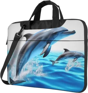 Unique 3D Animal dolphin Laptop Shoulder Bag Portable Laptop Bag Laptop Case Crossbody Briefcase w/Strap Handle