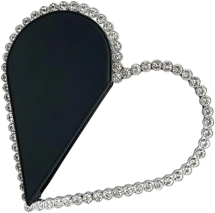 Unique Heart Designs Rhinestones Embellished Evening Bag Clutch Handbag For Cocktail Party Occasion And Dates