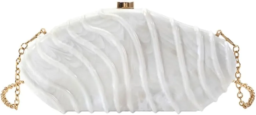 Unique Irregular Shell Acrylic Clutch Bag For Wedding And Evening Parties Shoulder Crossobdy Purse Party Handbag